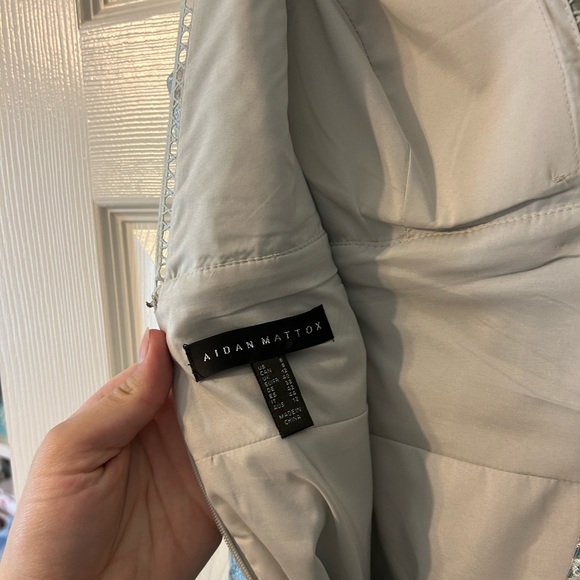 Aidan Mattox Sleeveless Floral Jacquard Fit-&-Flare Dress, Green, Size 8 - Picture 5 of 13